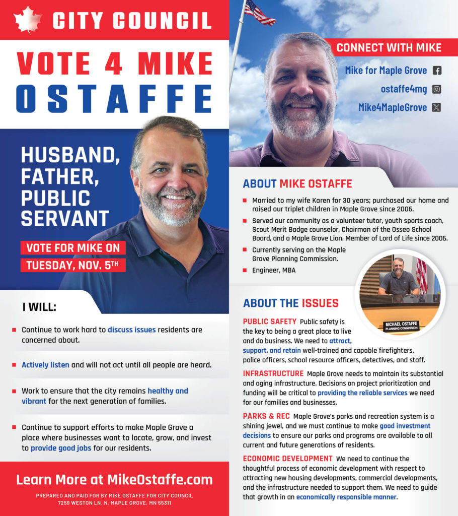 Mike Ostaffe Campaign Palm Card